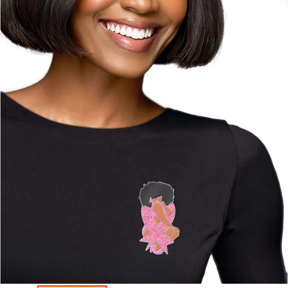 Pink Ribbon Girl Pin - Picture 2 of 2